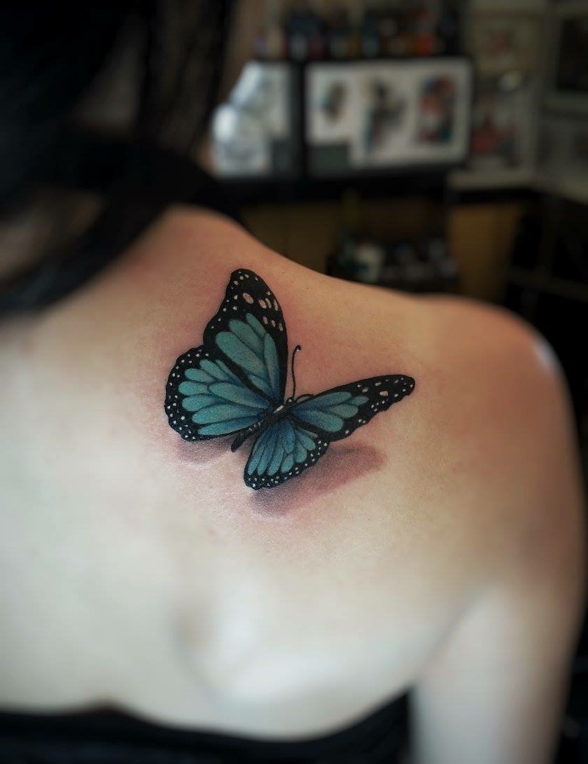 Papillon bleu 3D avec ombre portée — Fabricio Mello